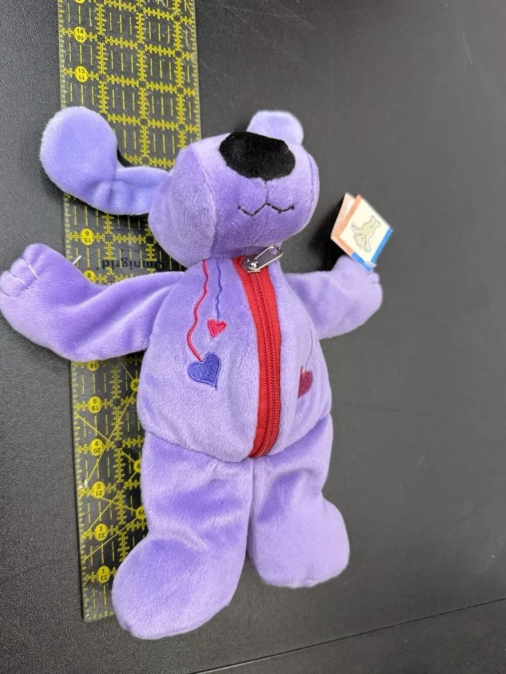 Vintage Rare Mary Meyer Heartstrings Stuffed Zipper Purple Dog Plush With Tags